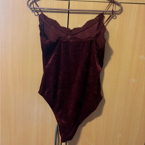 Bluenotes Red Velvet Bodysuit with lace top - Picture 2 of 5